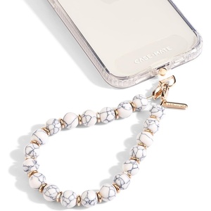 image:imageCaseMate Beaded Phone Charm  Detachable Anti Theft Strap  HandsFree iPhone Wrist Strap for Women  Phone Chain Wristlet  Fits Galaxy Pixel and More  Crystal Pearl GoldWhite Marble