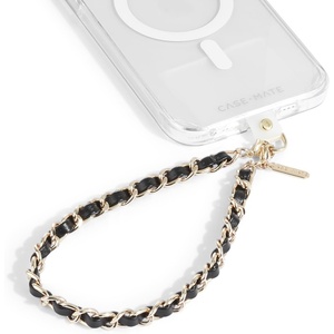 image:imageCaseMate Beaded Phone Charm  Detachable Anti Theft Strap  HandsFree iPhone Wrist Strap for Women  Phone Chain Wristlet  Fits Galaxy Pixel and More  Crystal Pearl GoldBlack Leather