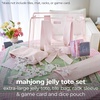 image:imageCaseMate Mahjong Jelly Tote Set  4 Pcs Empty American Mahjong Bag Set  Extra Large Jelly Tote Game Card amp Dice Pouch Rack Sleeve and Crinkle Tile Bag for Game Nights and Travel  Ballet Pink BowBallet Pink Bow