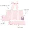 image:imageCaseMate Mahjong Jelly Tote Set  4 Pcs Empty American Mahjong Bag Set  Extra Large Jelly Tote Game Card amp Dice Pouch Rack Sleeve and Crinkle Tile Bag for Game Nights and Travel  Ballet Pink BowBallet Pink Bow