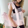 image:imageCaseMate Mahjong Jelly Tote Set  4 Pcs Empty American Mahjong Bag Set  Extra Large Jelly Tote Game Card amp Dice Pouch Rack Sleeve and Crinkle Tile Bag for Game Nights and Travel  Ballet Pink BowBallet Pink Bow