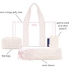 image:imageCaseMate Mahjong Jelly Tote Set  4 Pcs Empty American Mahjong Bag Set  Extra Large Jelly Tote Game Card amp Dice Pouch Rack Sleeve and Crinkle Tile Bag for Game Nights and Travel  Ballet Pink BowQuilted Ditsy Floral