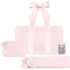 image:imageCaseMate Mahjong Jelly Tote Set  4 Pcs Empty American Mahjong Bag Set  Extra Large Jelly Tote Game Card amp Dice Pouch Rack Sleeve and Crinkle Tile Bag for Game Nights and Travel  Ballet Pink BowBallet Pink Bow