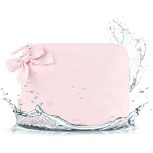 image:imageCaseMate Essential Crinkle Bow Makeup Bag  Ballet Pink  Waterproof Zipper Pouch  Daily Use Travel Pouch for Toiletries and Beach Essentials  Small Cosmetic Bag for Secure StorageBallet Pink