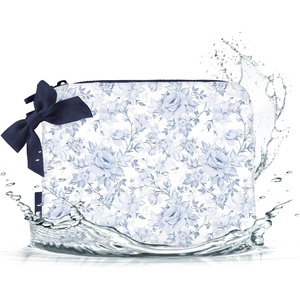 image:imageCaseMate Essential Crinkle Bow Makeup Bag  Something Navy  Waterproof Zipper Pouch  Daily Use Travel Pouch for Toiletries and Beach Essentials  Small Cosmetic Bag for Secure Storage