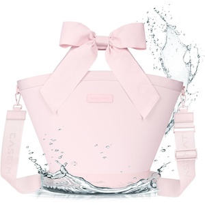 image:imageCaseMate Large Jelly Cooler Tote with Crossbody Strap  Ballet Pink Bow  12L Waterproof Soft Cooler Bag wZippered Insulation  Keeps Drinks Cold for 24 hrs Travel Tote for Beach amp Weekend Getaways